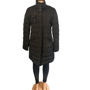 Desigual Black Quilted Puffer Coat Full Length